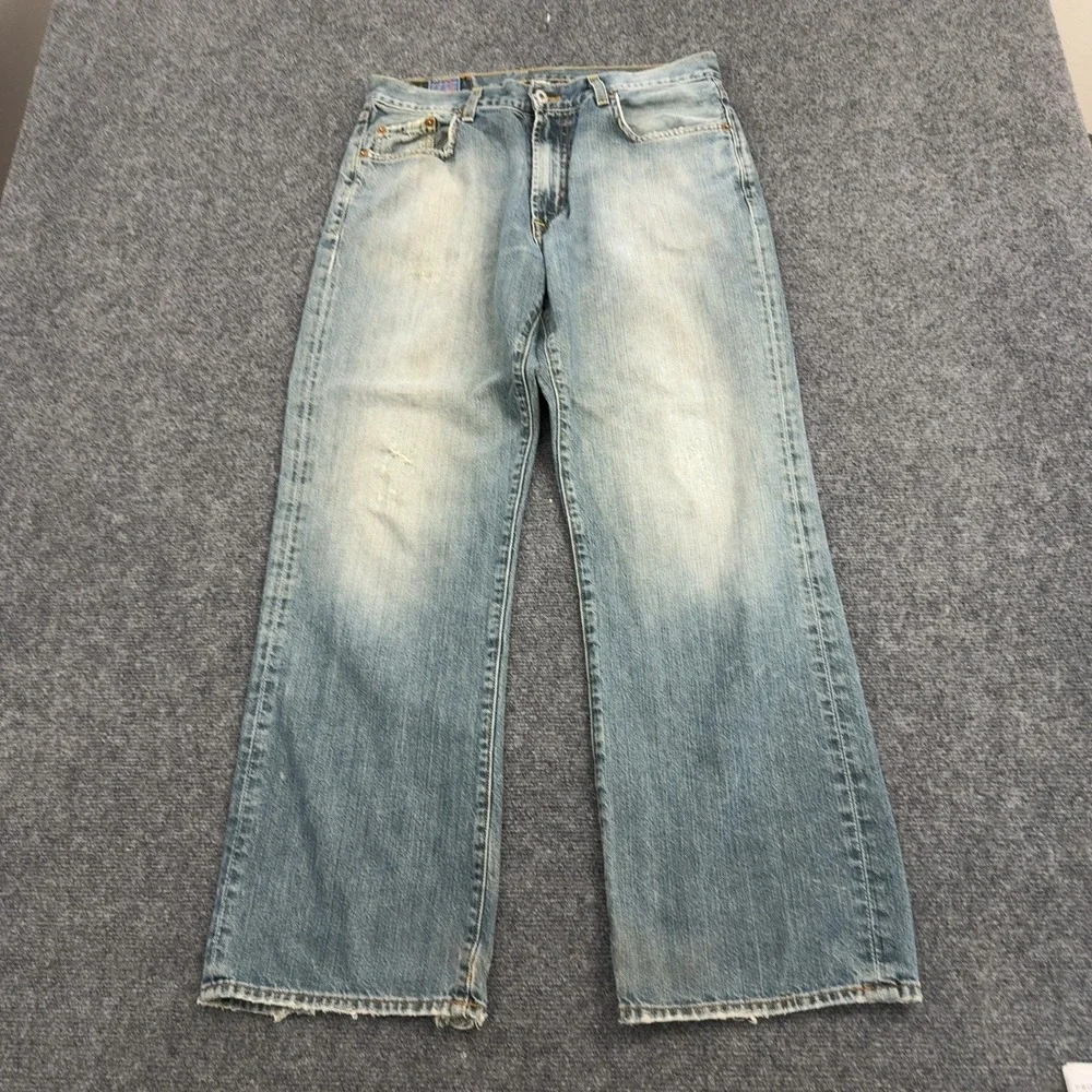 Vintage Lucky Brand Jeans Mens 32 Blue Denim Bootcut Zip Fly Y2K Style